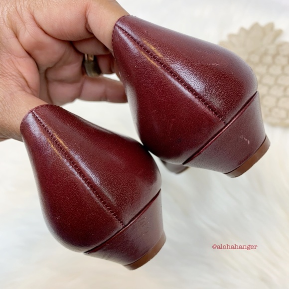 Etienne Aigner Vintage Oxblood Leather Flats Women’s Size 7 M Pointed Toe Kitten - Picture 5 of 8